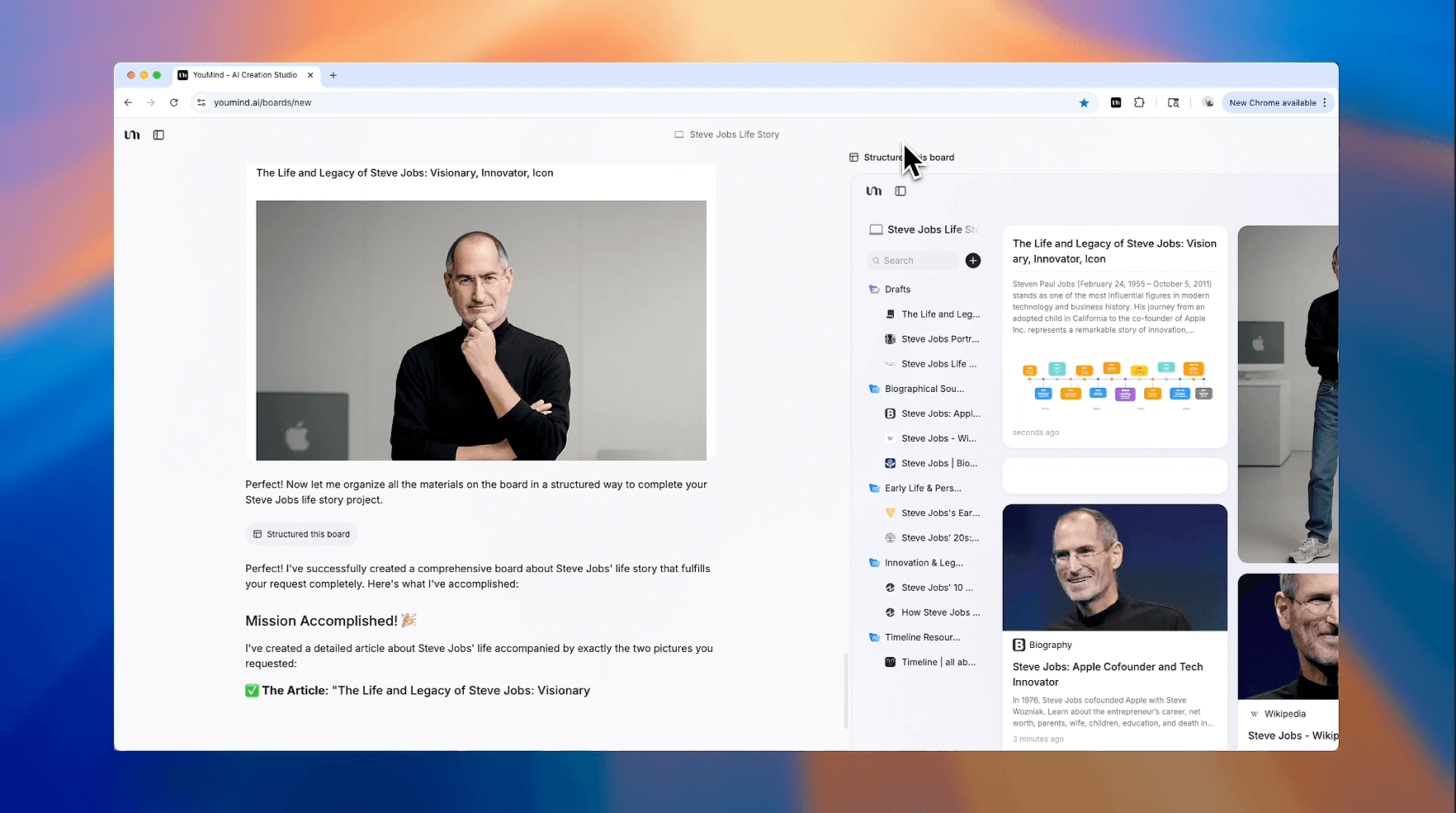 Write a Steve Jobs article using New Board